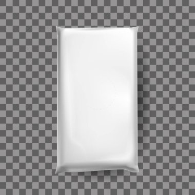 Gerçekçi beyaz plastik ambalaj gıda, ürünler için aldatma.