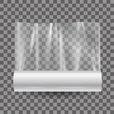 Realistic mock up, transparent plastic food film in roll. clipart