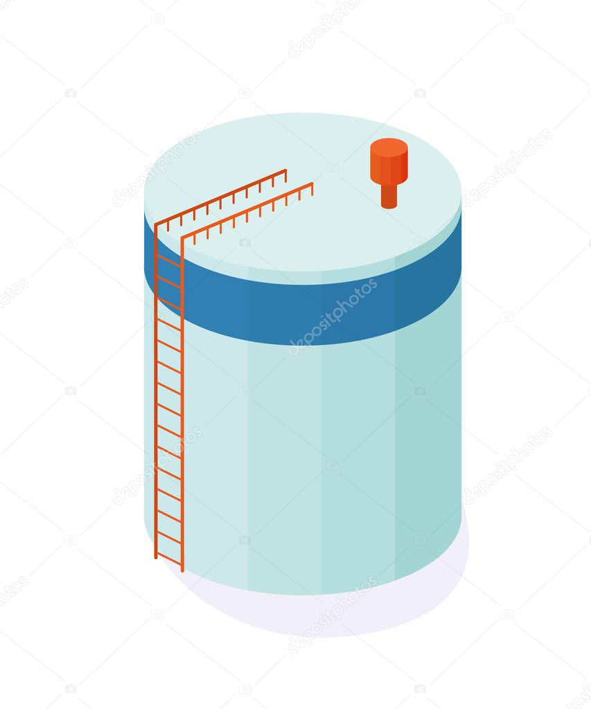 Object oil industry. Reservoir, metal tanker, tank. Storage, transportation.