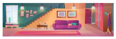Interior living room with furniture, accessories, with wardrobe hanger. vector Interior living room with furniture, accessories, with wardrobe hanger. vector