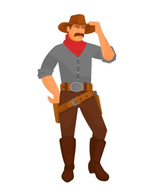 Karakter kovboy şerif adamları Batı silahlı.