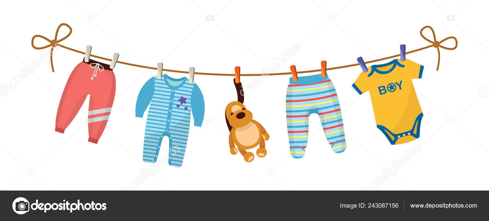 Set of baby clothes for children. Clothes for newborn boy. Stock Vector ...