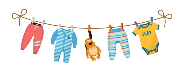 Conjunto de ropa de bebé para niños. Ropa para niño recién nacido . — Vector de stock