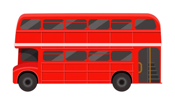 Moderno ônibus de dois andares de passageiros Londres vermelho. Transportes públicos britânicos . — Vetor de Stock