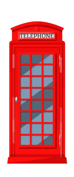 Лондонская красная телефонная будка с таксофонами. Кабина, устройство связи . — стоковый вектор