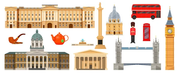 Culture, bâtiments et attractions de Londres, Grande-Bretagne, Royaume-Uni . — Image vectorielle