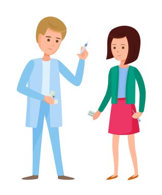 Tıbbi prosedürler, Doktor, tedavi ilaç teşhis geçirilmesi kız.
