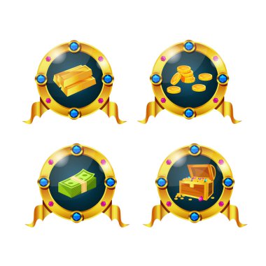 Dizi Ödülleri, altın barlar, sikke göğüs, banknot simgeleri.