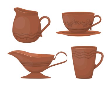 Seramik seramik. Güzel kil carafes Dekoratif süsleme ile.
