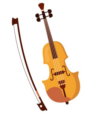 Güzel ahşap Klasik müzikal keman, üzerinde oynamak için yay.