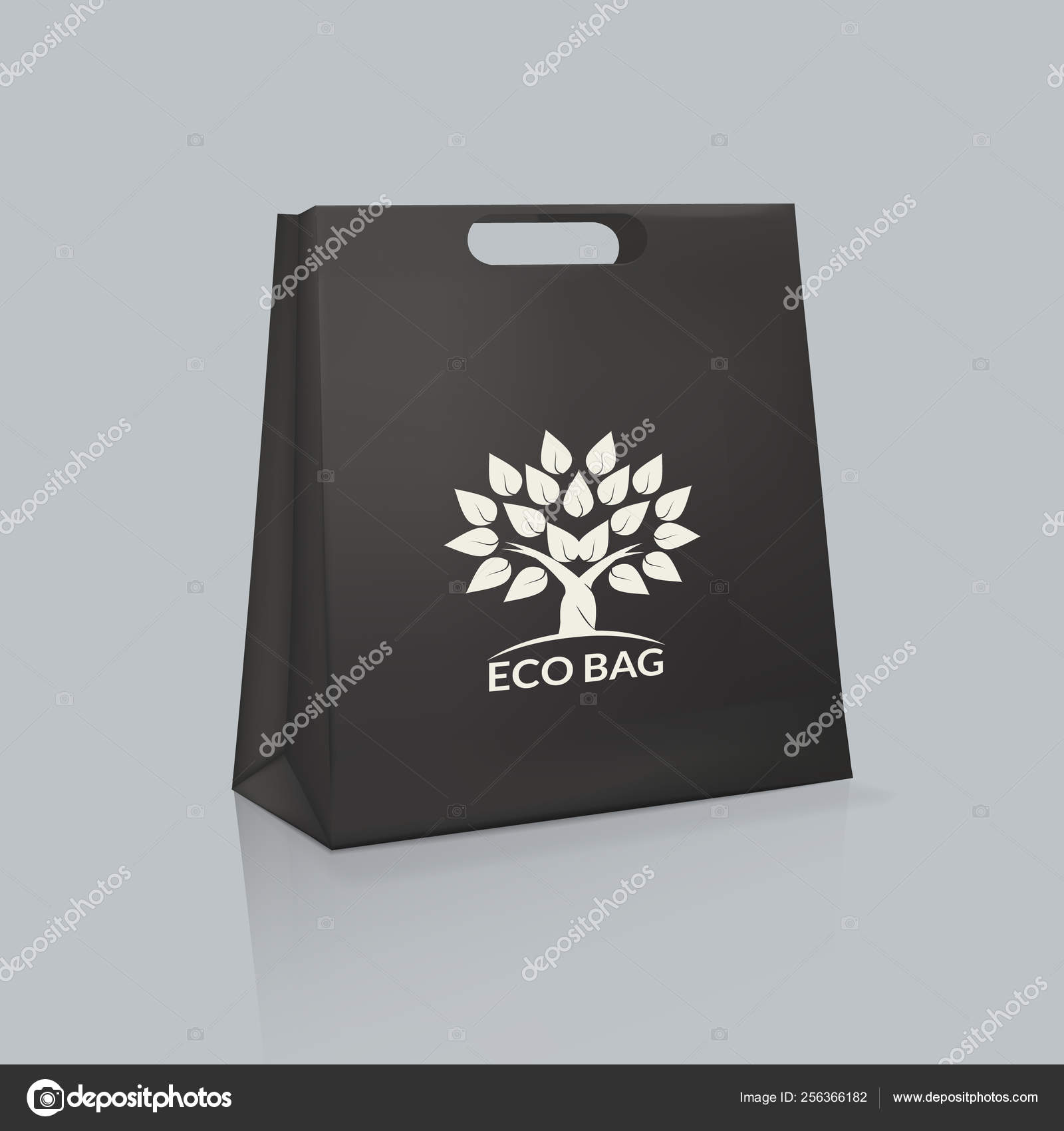 Download Mockup Of Realistic Black Paper Bag With Logotype Corporate Packaging Stock Vector Royalty Free Vector Image By C Ideyweb 256366182