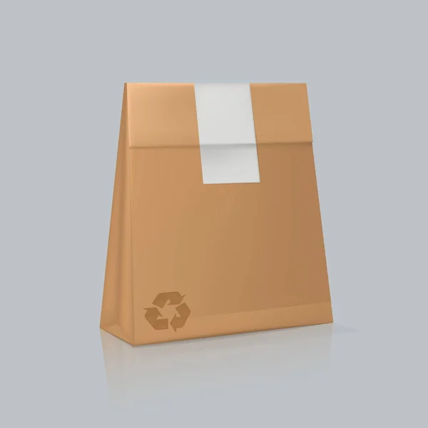 Mockup de saco de papel quadrado realista fechado, cor creme . —  Vetores de Stock