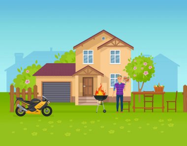 Özel evin bahçesinde yaz açık piknik, yazlık.