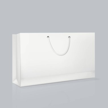 Gerçekçi dikdörtgen beyaz kağıt çanta mockup. Kurumsal kimlik paketleme.