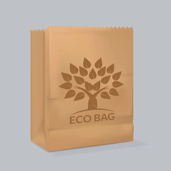 Mockup of realistic white square paper bag with logotype. — Stock Vector