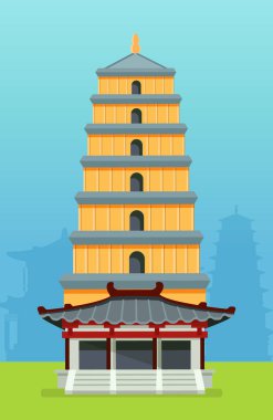 Çin pagoda kulesi tipik Çin binası. Ev şehir şehir