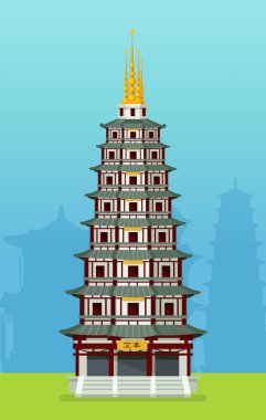 Çin pagoda kulesi tipik Çin binası. Ev şehir şehir