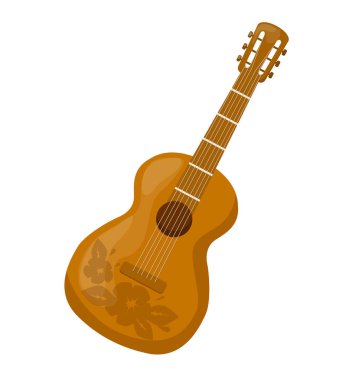Dekoratif bir süs, desen ile güzel ahşap gitar.