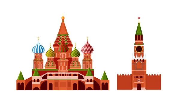 Traditional russian architecture. Russian culture, landmarks and symbols. — Stock Vector