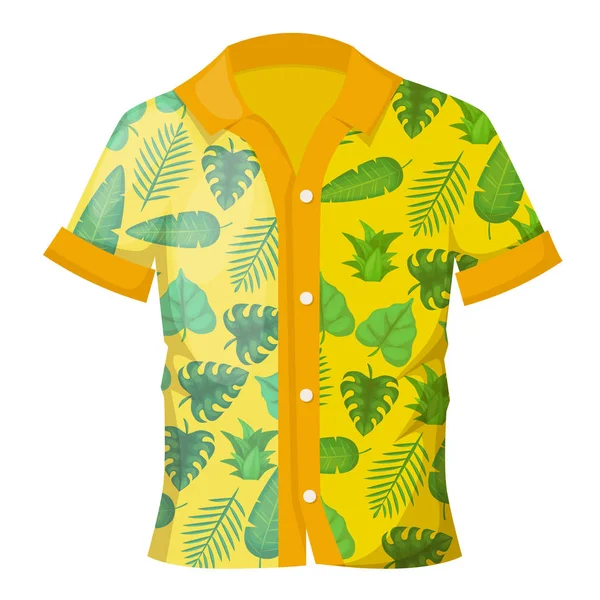 Verano mens camisa colorida con un ornamento hawaiano decorativo . — Vector de stock