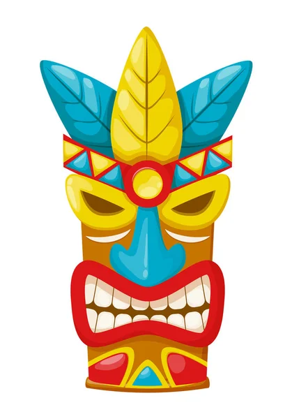 Самые старые традиционные красочные этнические племенные маски, гавайские аксессуары . — стоковый вектор