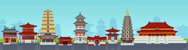 Çin şehir tasarım evi chinatown şehir şehir manzara.
