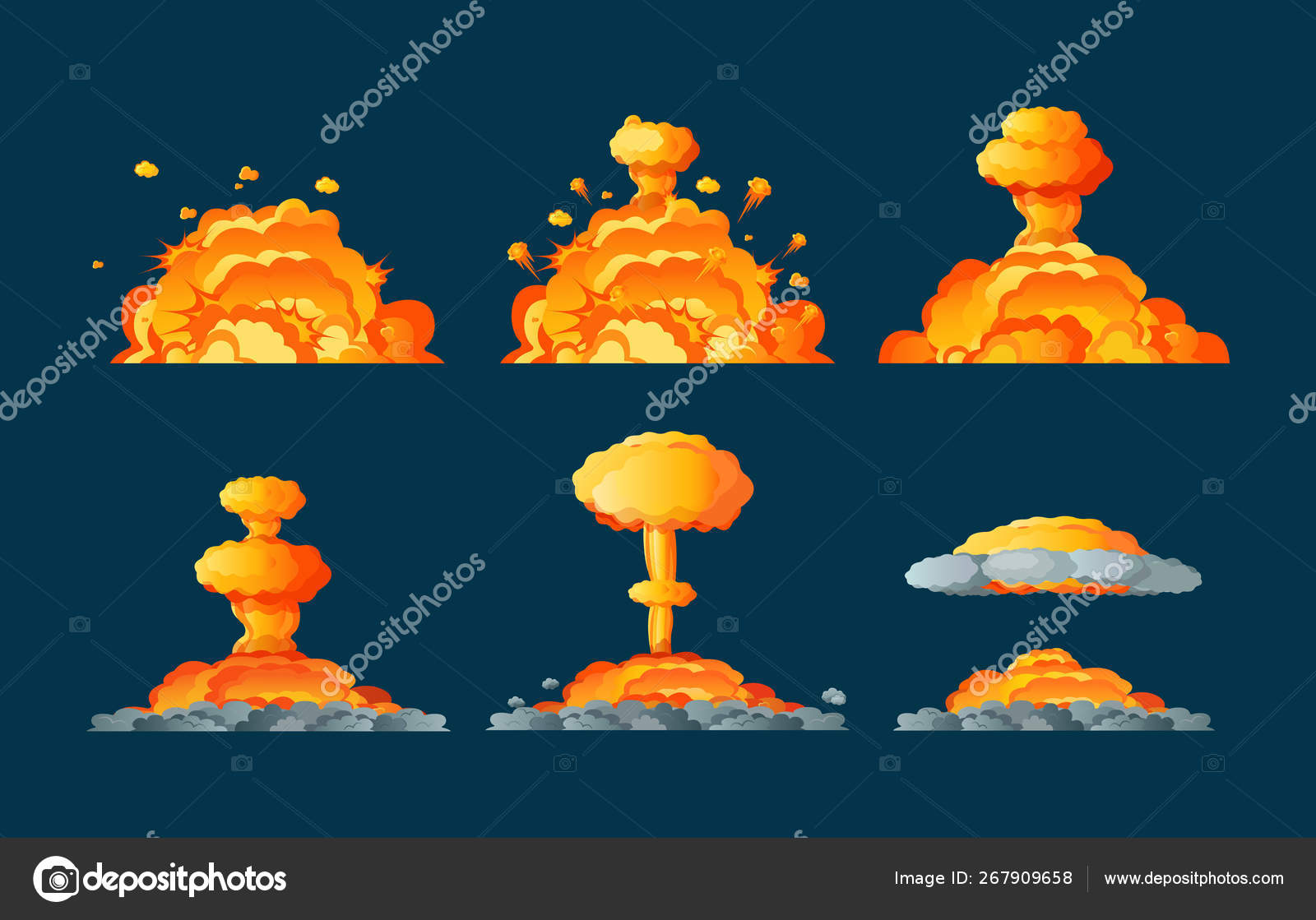 Frame animation with effect of burning, explosion, divided into frames.  Stock Vector Image by ©ideyweb #267909658