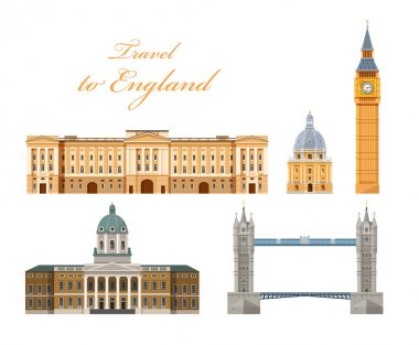 Culture, buildings and attractions of London, Great Britain, United Kingdom. clipart