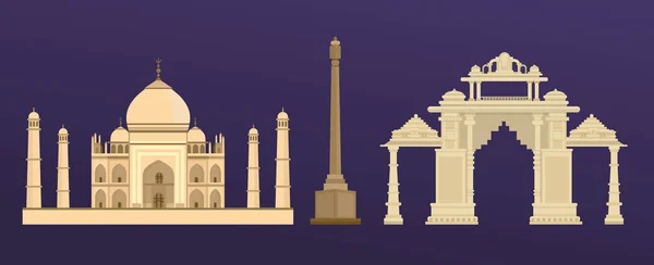 Tradiční starověká budova Taj Mahal v Indii, indická brána v Dillí. — Stockový vektor
