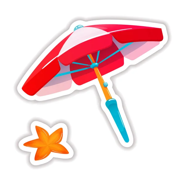 Část pláže s slunečníkem a hvězdovými deštníky. — Stockový vektor