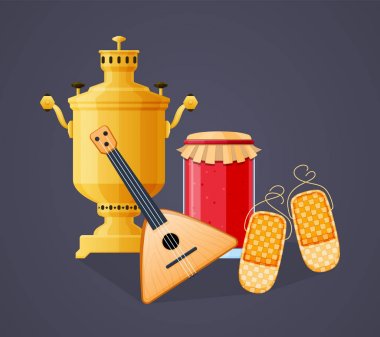 Rus gelenekleri hediyelik eşya, Rus müzik aleti ile Rus votka şişesi