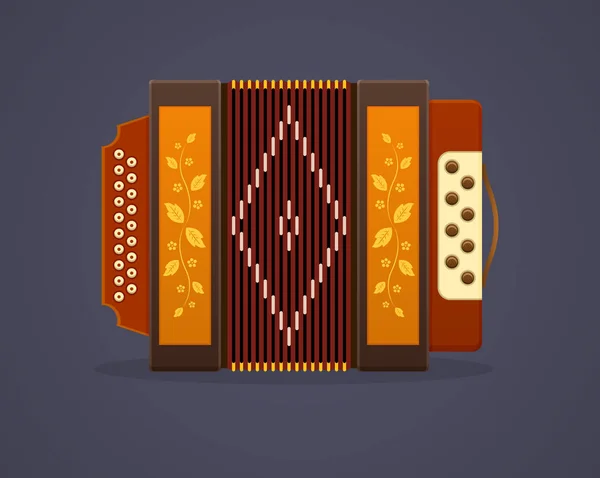 Russian culture music. Modern musical instrument accordion. — Stock Vector