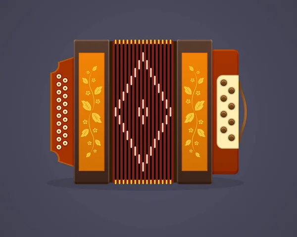 Música de cultura rusa. Acordeón de instrumento musical moderno . — Vector de stock