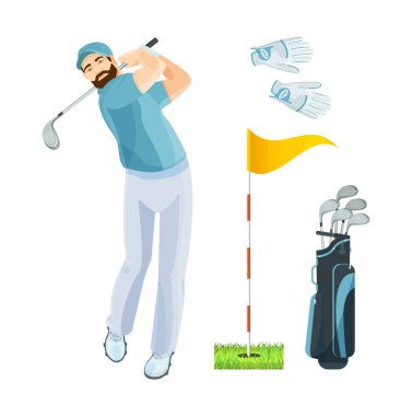 Golf ekipmanları oyun için logo simgeleri spor dişli ayarlayın