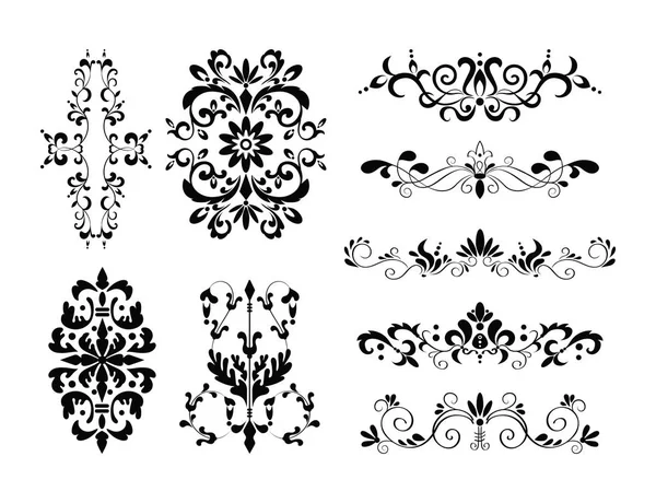 Decorativo mano dibujado clásico ornamento vintage conjunto — Archivo Imágenes Vectoriales