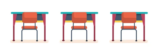 Sınıfta okul masaları ve sandalyeler. — Stok Vektör