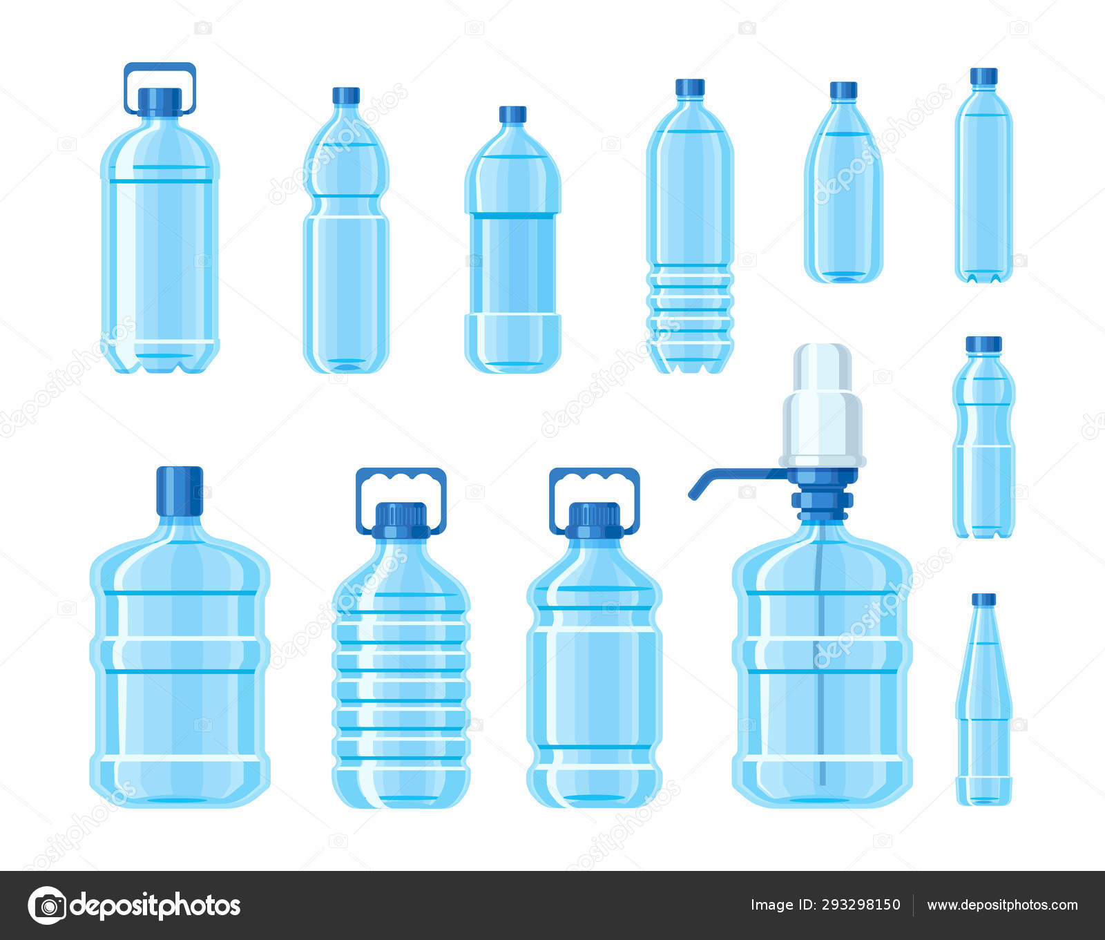 Plastic water bottle set containers of different capacities Stock Vector by  ©ideyweb 293298150