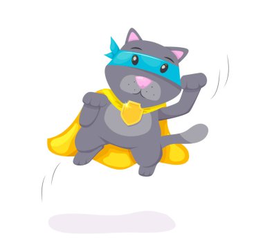 Bir süper kahraman pelerin ve maske ile sevimli süper kahraman hayvan çocuk.