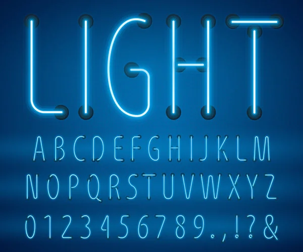 Neon letters lettertype lineaire stijl belettering vector illustratie instellen — Stockvector