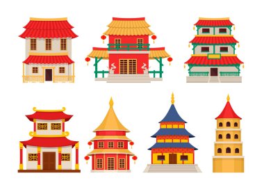 Geleneksel Çin binaları, Asya mimarisi chinatown vektör
