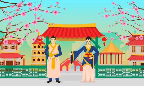 행복한 중국, 새해 인사말 카드 벡터 — 스톡 벡터