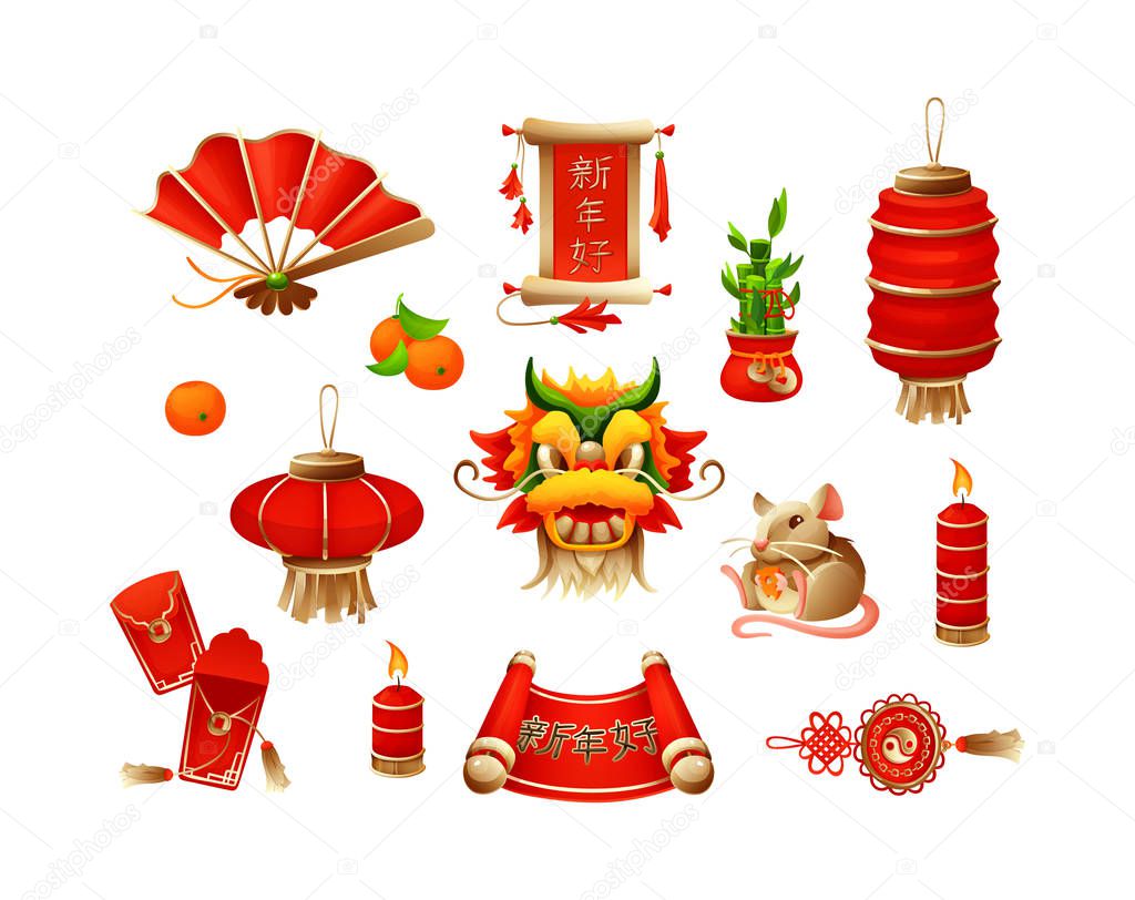 Elements for Chinese traditional Happy New Year