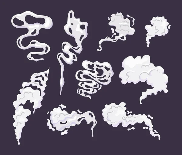 Comic smoke cloud set. Smoking cartoon steam clouds — Stock Vector