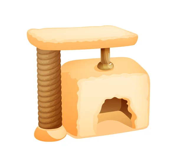 Torre de gato, puesto de arañazos, casa de garras, cueva, nido, para un gato, cachorro, conejo . — Vector de stock