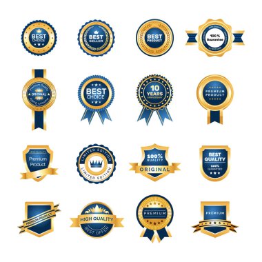 Lüks altın rozetleri kalite etiketleri premium set.