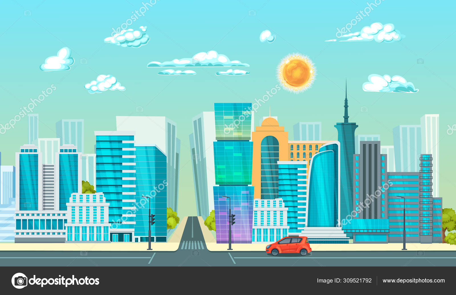 Modern high-rise city skyscrapers cartoon vector illustration Stock Vector Image by ©ideyweb #309521792 Modern high-rise city skyscrapers cartoon vector illustration Stock Vector Image by ©ideyweb #309521792