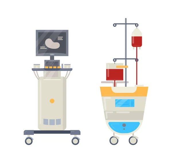 Medicintekniska produkter ultraljudsskanner och blodtransfusionssystem — Stock vektor
