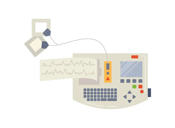 Equipamento médico hospitalar máquina de eletrocardiógrafo vetor cartoon isolado — Vetor de Stock