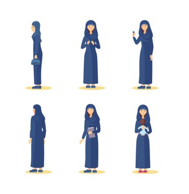 Geleneksel giysiler içinde çeşitli pozlarda Arap vatandaşlar