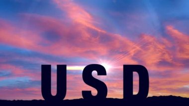 Usd mektupları şafakta yerde duruyor, güçlü Abd uluslararası para birimi sembolü